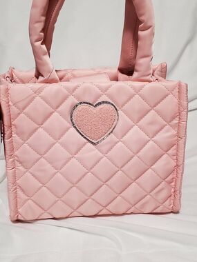 Quilted Pink Heart Tote Bag